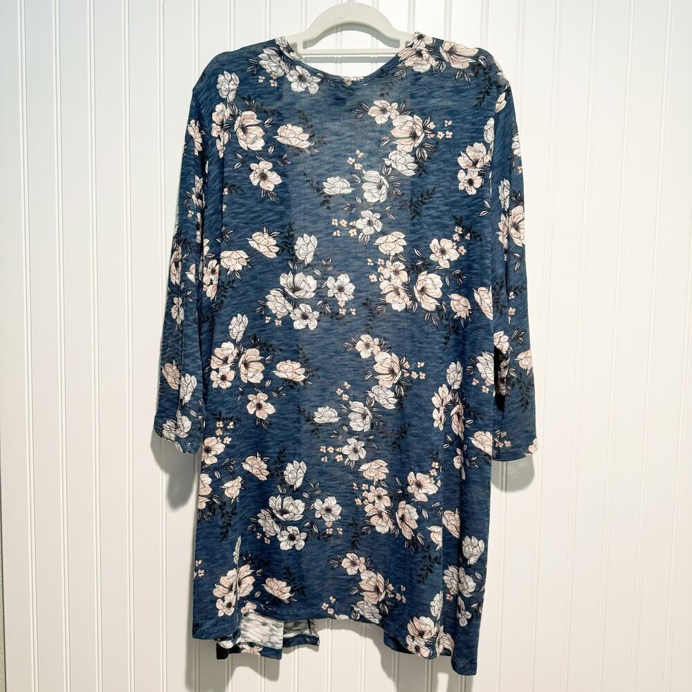 Torrid Blue Floral Cardigan Duster Plus Size 3X - Picture 5 of 5